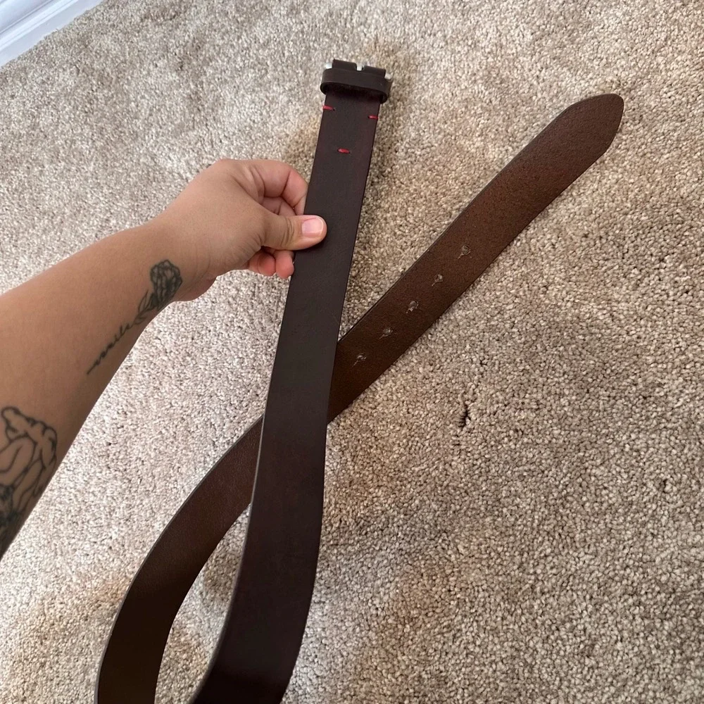 Torino Mens Brown Genuine Harness Leather Belt Size 36 Made in USA 5299L